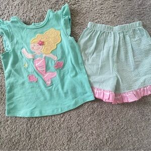 Bailey Boys Boutique Two Piece Short Mermaid Baby Girl Set Size 24m New